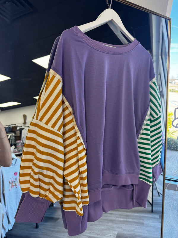 Mardi Gras Striped Pullover