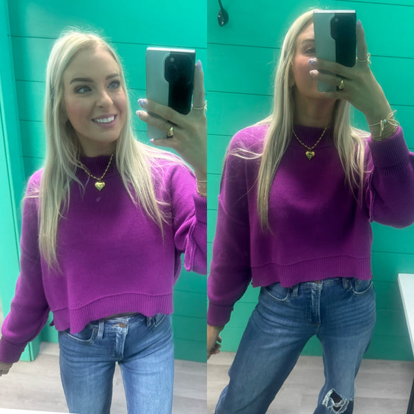 SAVAGE STEALS | Side Slit Oversized Cropped Sweater