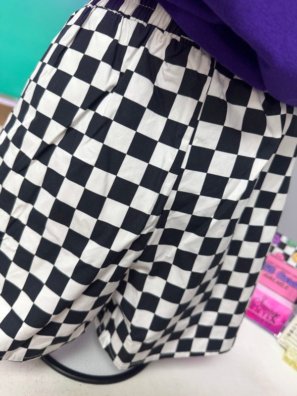 Black White Checkered Boxer Shorts