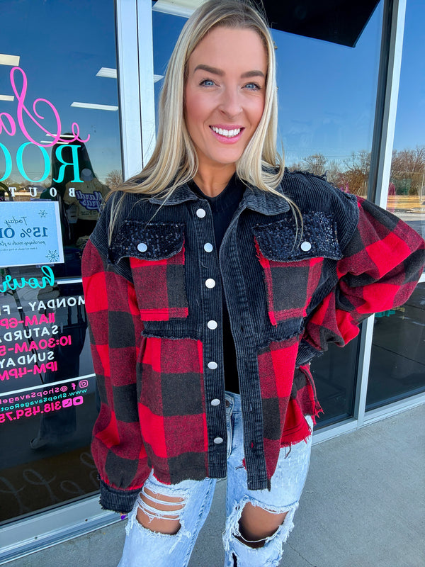 The Layla Buffalo Plaid Corded Shacket