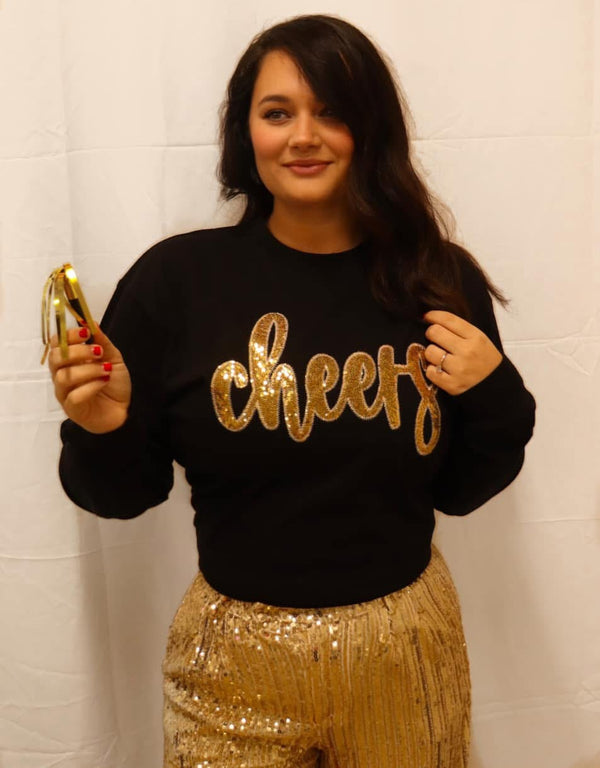 Cheers Long Sleeve Graphic Tee Embordered Shirt