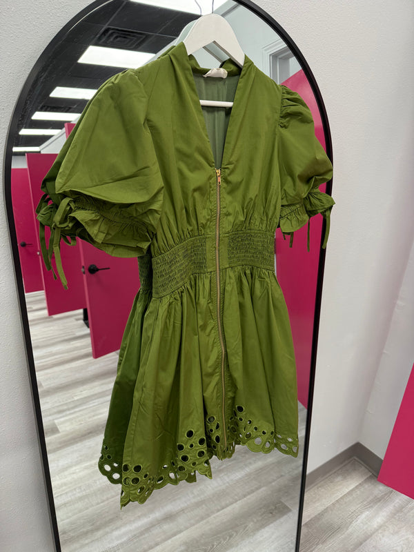 See You Smile Zip Dress Olive