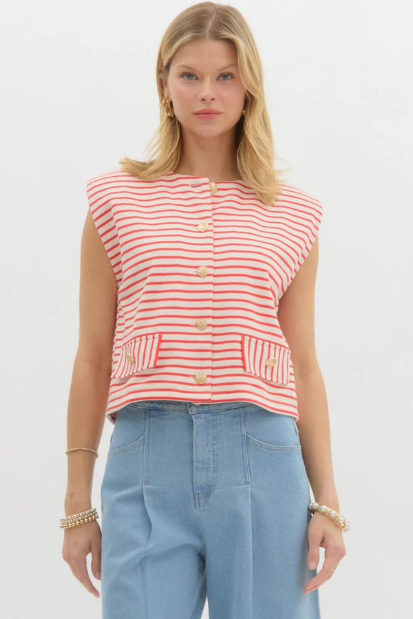 Stripe Pattern Red Top