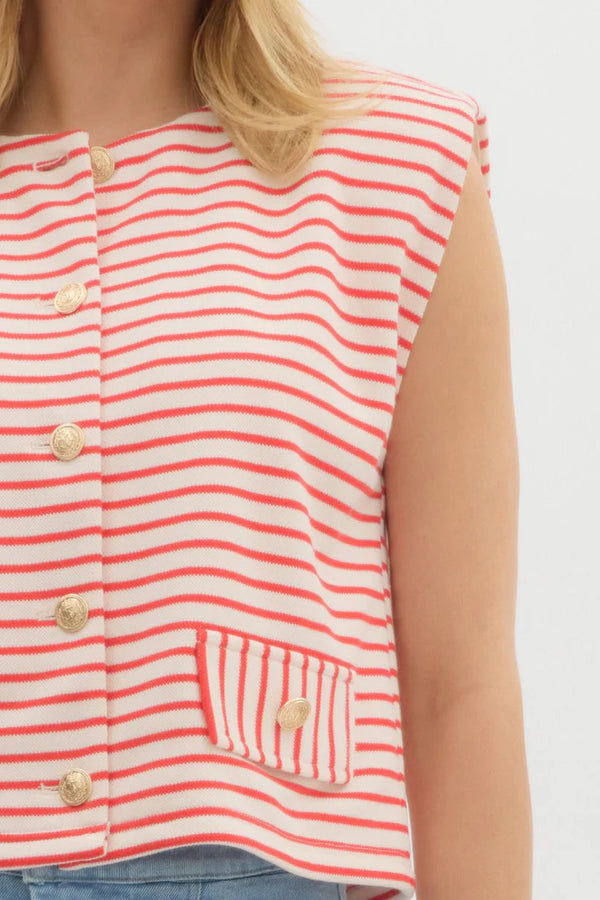 Stripe Pattern Red Top