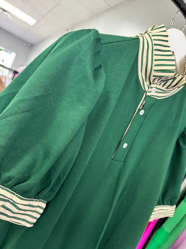 Solid Green Ribbon Dress