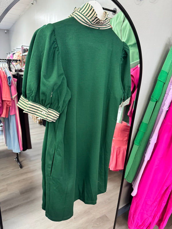 Solid Green Ribbon Dress