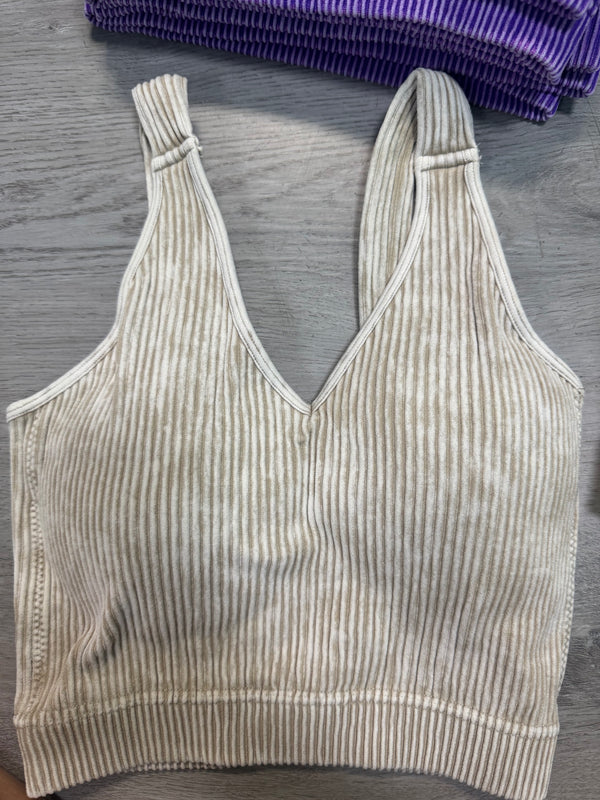 BEST SELLER Ribbed Padded Crop Seamless Tank