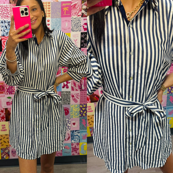 Navy and White Stripe Dress