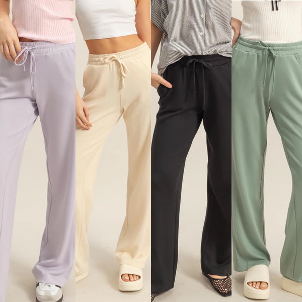 You Found Me - High-Waist Drawstring Straight-Cut Pants