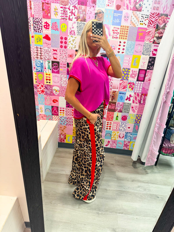 She's Iconic Leopard Red Stripe Pants