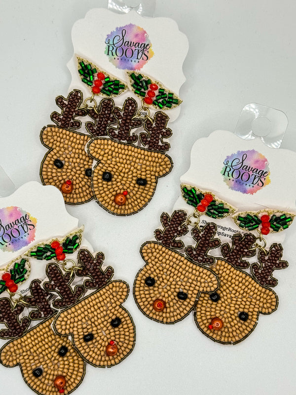 Reindeer Beaded Earrings