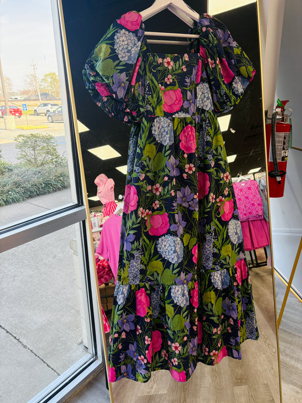 Beauty in a Bow Floral Dress Navy