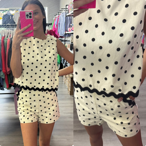 Polka Dot Top | Cream and Black