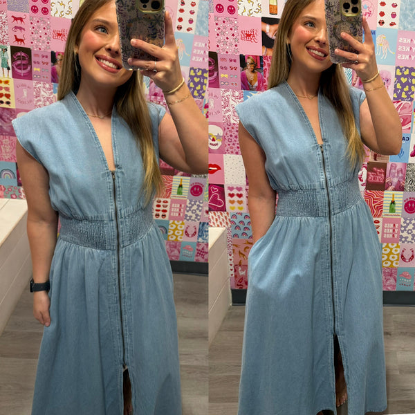 Hear Me Out Midi Denim Dress