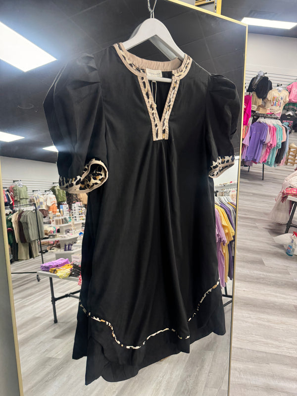 Leopard Trim Dress