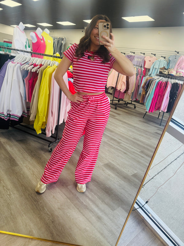 Stripe Baby Doll Top | Red Pink | LULU MAC