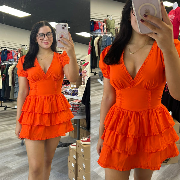 Poplin Tired Mini Dress Romper