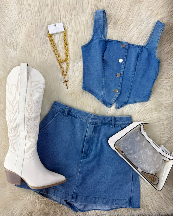 Denim Vest Top - Medium Denim