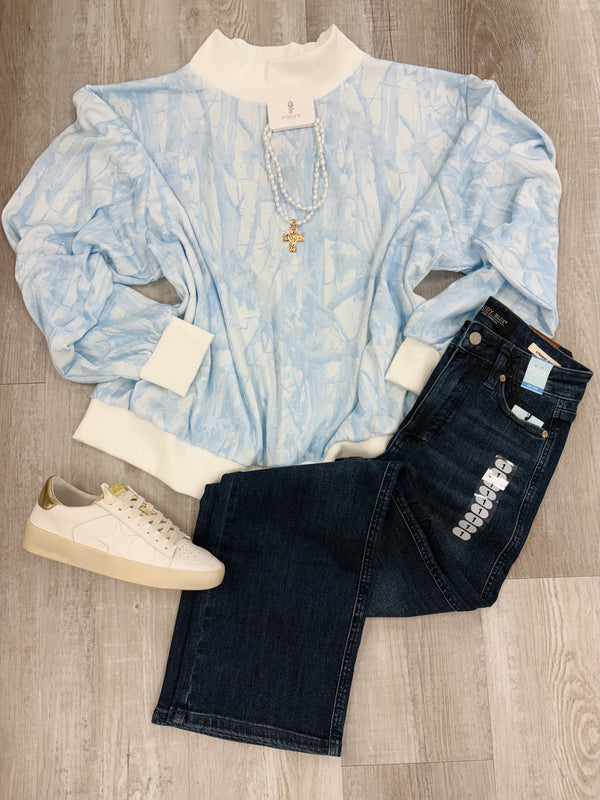 Iced Out Camo Blue Mockneck