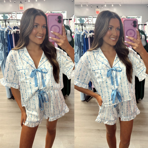 Sweet Dreams Blue and Bow Pajama Set