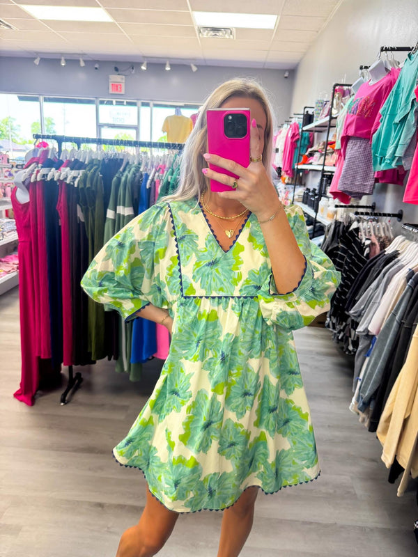 Mint Floral Print Dress