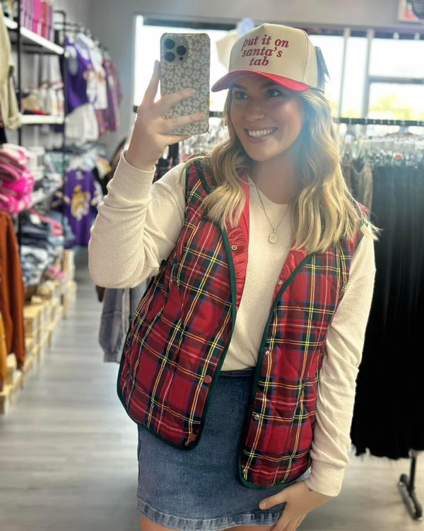 Vintage Christmas Plaid Vest