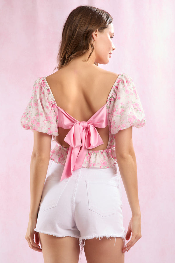 Spring Dreaming Floral Tie Back Top