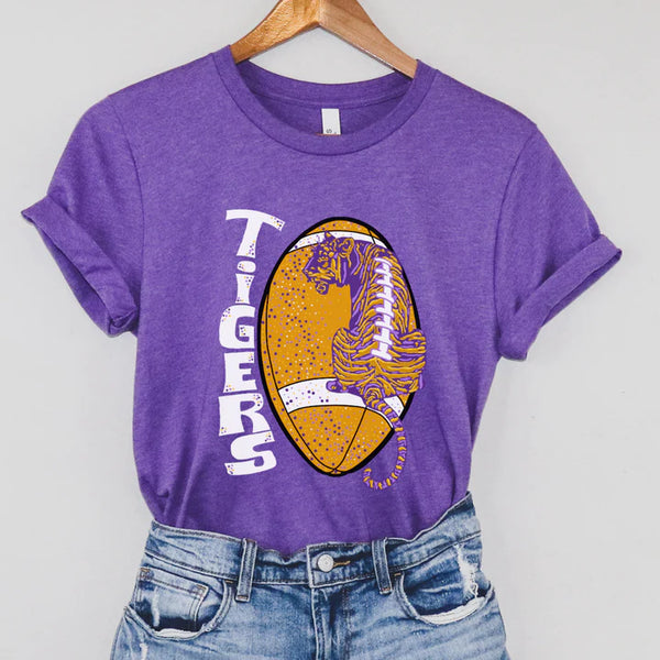 Football Tiger Tee - Heather Purple