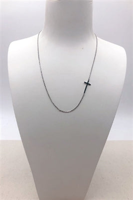 Gold Sideways Cross 16"-18" Necklace