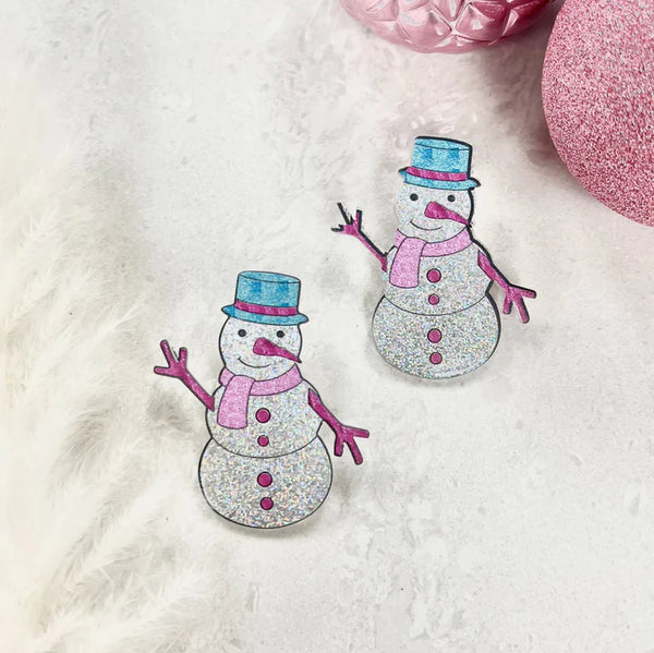 Snowman Glitter Earrings