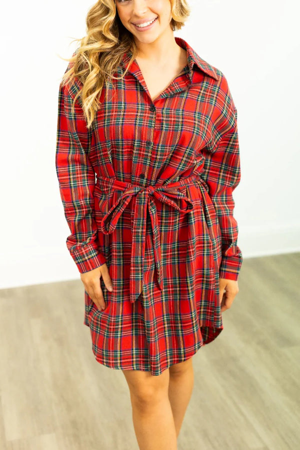 Feeling the Season Flannel Dress | Regular and Plus size