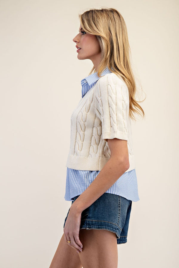 Got it All Collared Cable Knit Sweater