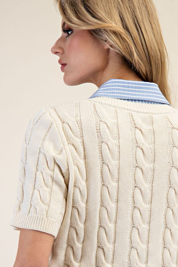 Got it All Collared Cable Knit Sweater