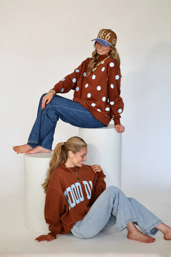 Good Day Polka Dot Reversible Mock Neck Sweatshirt