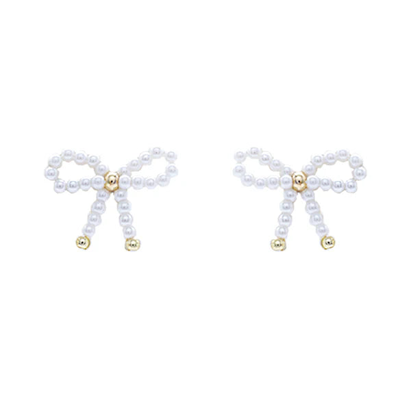 Pearl Bow 1.25" Stud Earring
