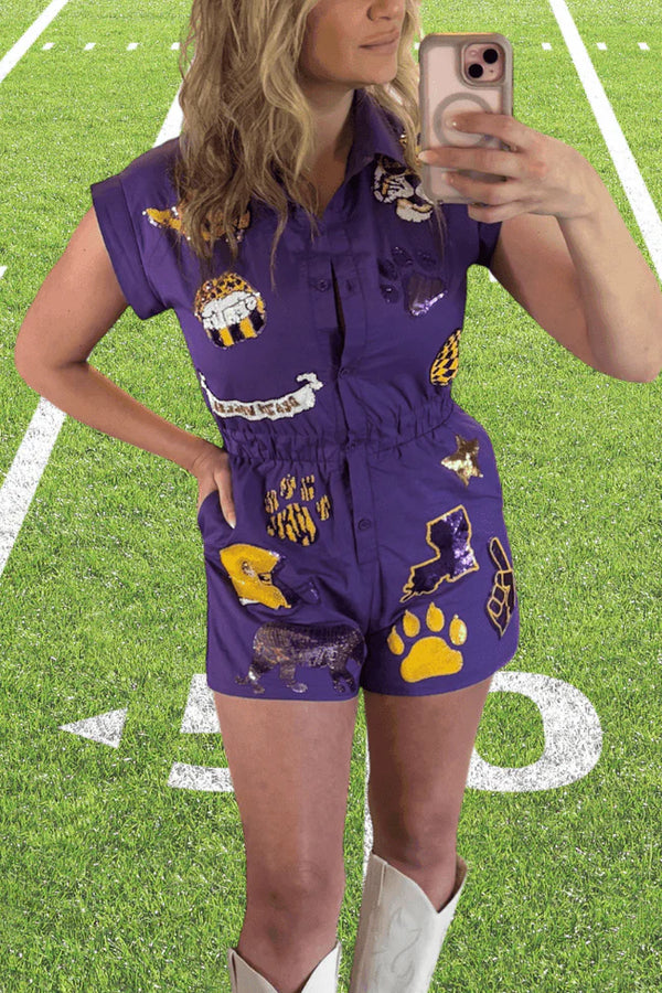Tiger Sequin Gameday Romper