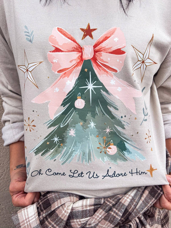 O COME LET US ADORE HIM SWEATSHIRT (SAND)