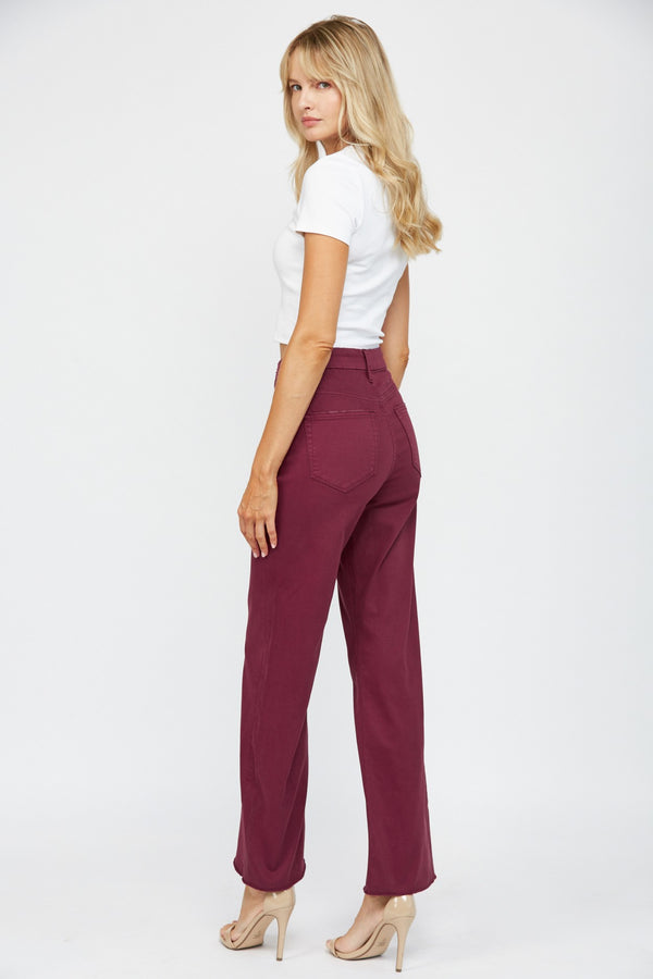 Heatin' Up The Holiday Burgundy Wide Leg Denim