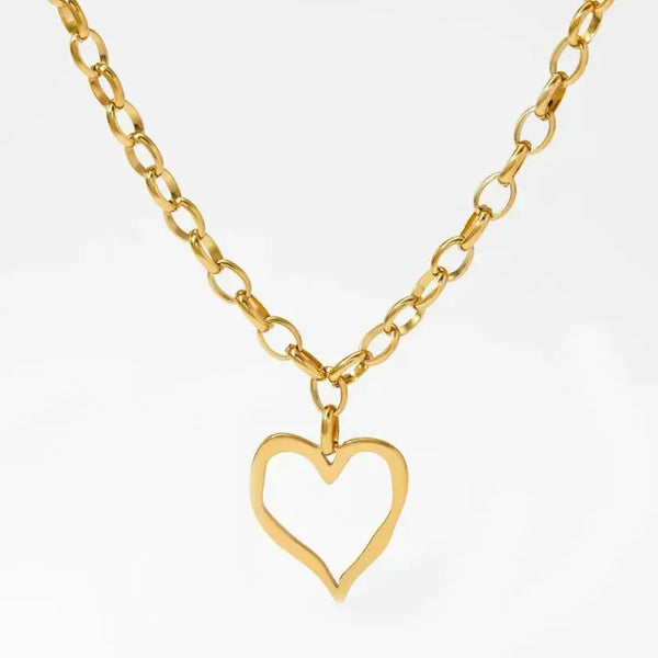 18K Stainless Steel Tarnish Free Heart Necklace