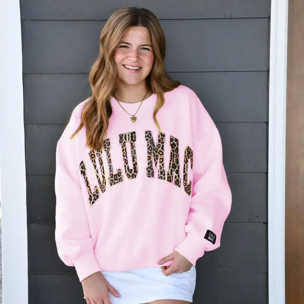 Light Pink and Leopard Sweatshirt | LULU MAC