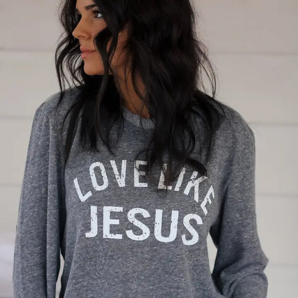 Like Jesus Ash Grey Ultra Soft French Terry Sweater