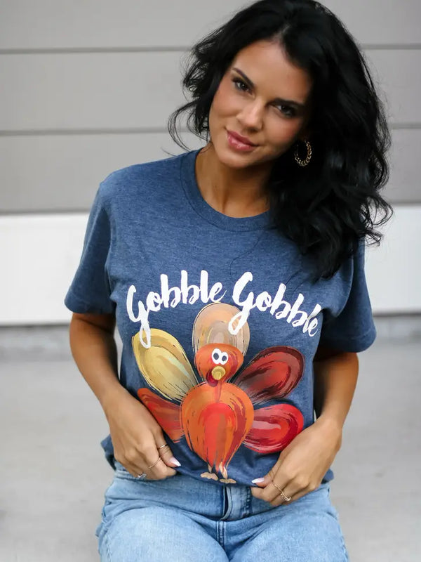 Gobble Gobble Turkey | Heather Denim | Short Sleeve