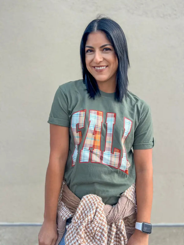 Fall Plaid Tee Sage