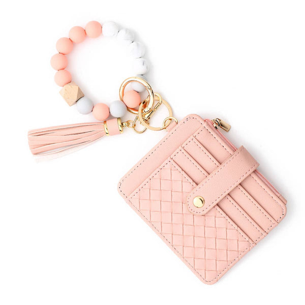 WOVEN PLAID CARD HOLDER MULTI-LAYER KEYCHAIN_CWMM1294