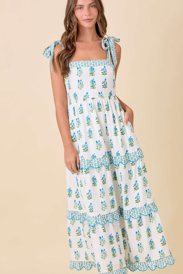 Can I Call You Mine Floral Blue Midi Dress