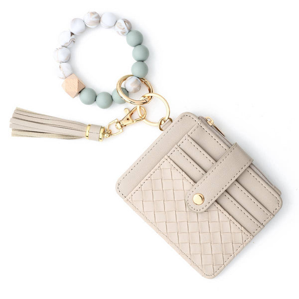 WOVEN PLAID CARD HOLDER MULTI-LAYER KEYCHAIN_CWMM1294