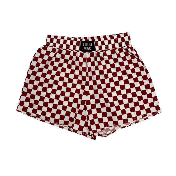 BXCK-MAROON/WHITE CHECK BOXER SHORT