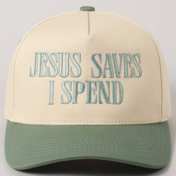 JESUS SAVES I SPEND Embroidery Trucker Hat