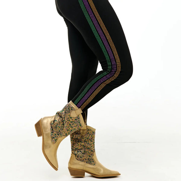 Mardi Gras Rhinestone Leggings