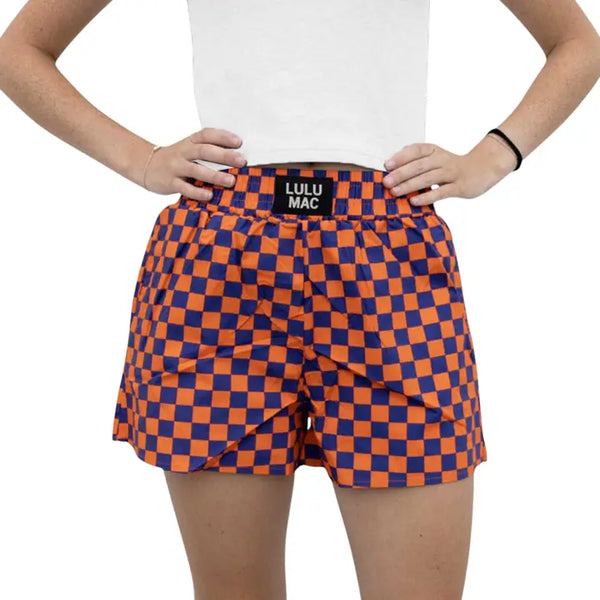 Orange Blue Check Boxer Short | LULU MAC